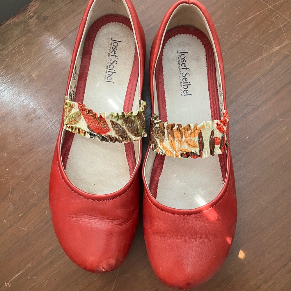 Red leather Mary Janes by Josef Seibel
